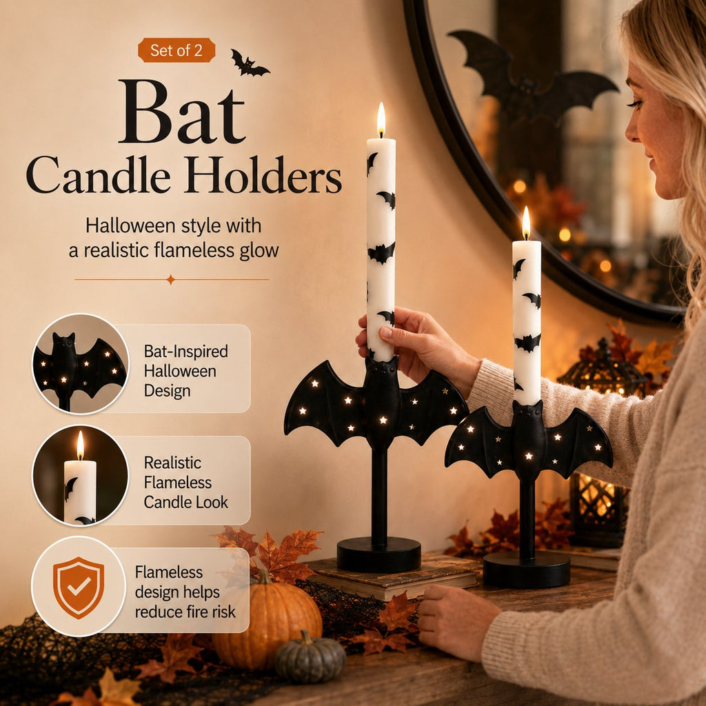 🎃🦇 Flameless Bat Candle Holders for a Safer Halloween Glow💋
