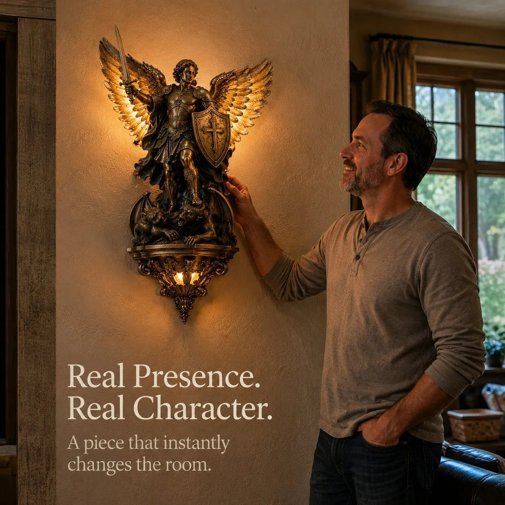 🔥LAST DAY 60% OFF⏰-St. Michael Guardian Angel Wall Light🕊️💋