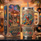 🦜 Jimmy Buffett "250 Years of Freedom" Insulated Handle Tumbler 🎸💋