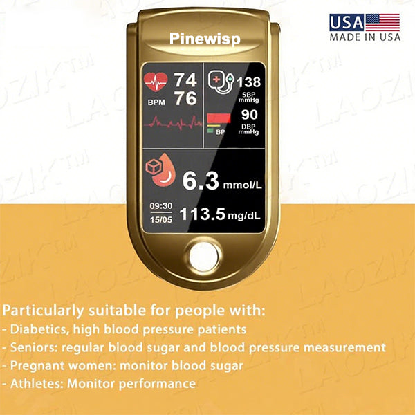 🏆 2026 Best Seller | Limited-Time 50% OFF🩸| Health America Subsidized Product | Pinewisp™ Professional 12in1 Glucose & Vital Signs Monitor-Painless, Fast, Precise& FDA-Backed(Made in California, USA)