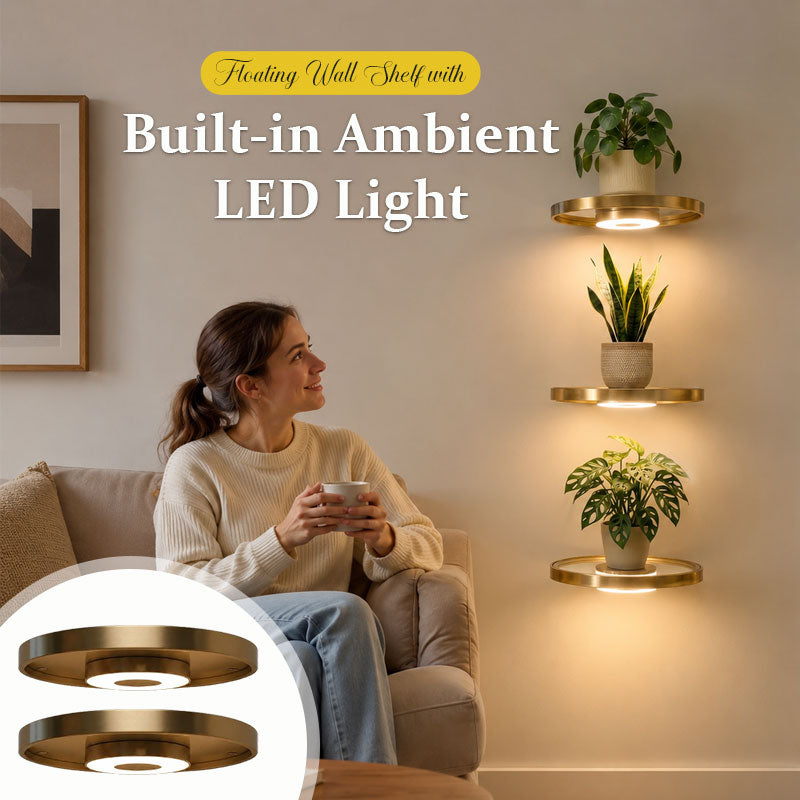 LED Floating Wall Shelf – Modern Plant Display Shelf with Warm Ambient Light💋