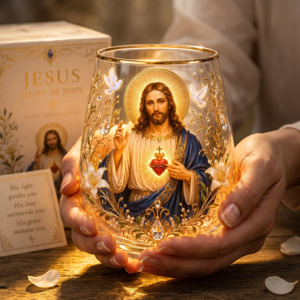 🙏Sacred Heart of Jesus Glass Cup💋