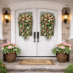 Artificial Tulip Door Swag with Greenery Leaves and Burlap Bow