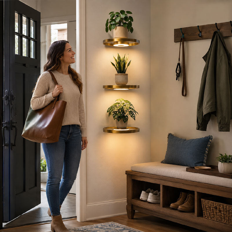 LED Floating Wall Shelf – Modern Plant Display Shelf with Warm Ambient Light💋