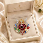 ❤️ Sacred Heart Floral Gemstone Brooch | Vintage Palace-Inspired Statement Pin💋