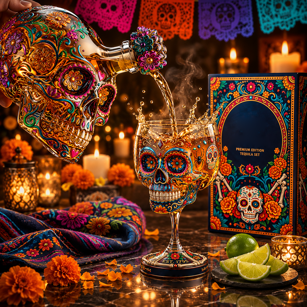 💀 Day of the Dead Skull Decanter Set™ – FREE Matching Goblet While Supplies Last💋