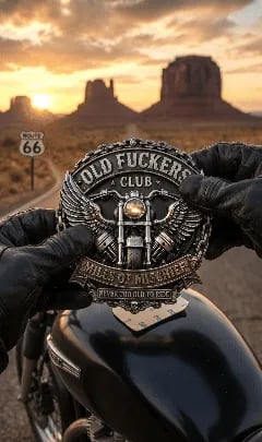 Old Fuckers Club – Miles of Mischief Motorcycle Emblem💋