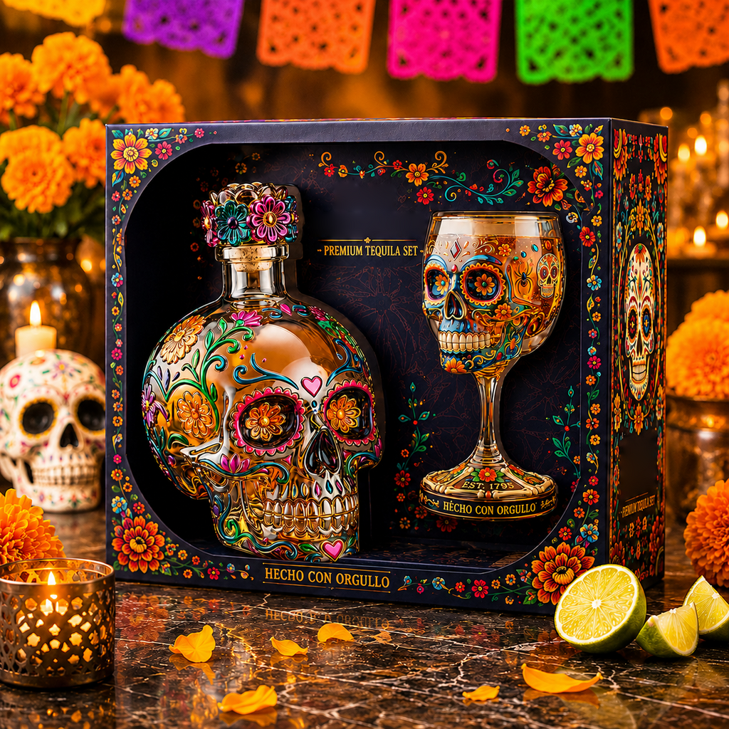 💀 Day of the Dead Skull Decanter Set™ – FREE Matching Goblet While Supplies Last💋