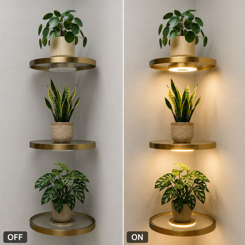 LED Floating Wall Shelf – Modern Plant Display Shelf with Warm Ambient Light💋