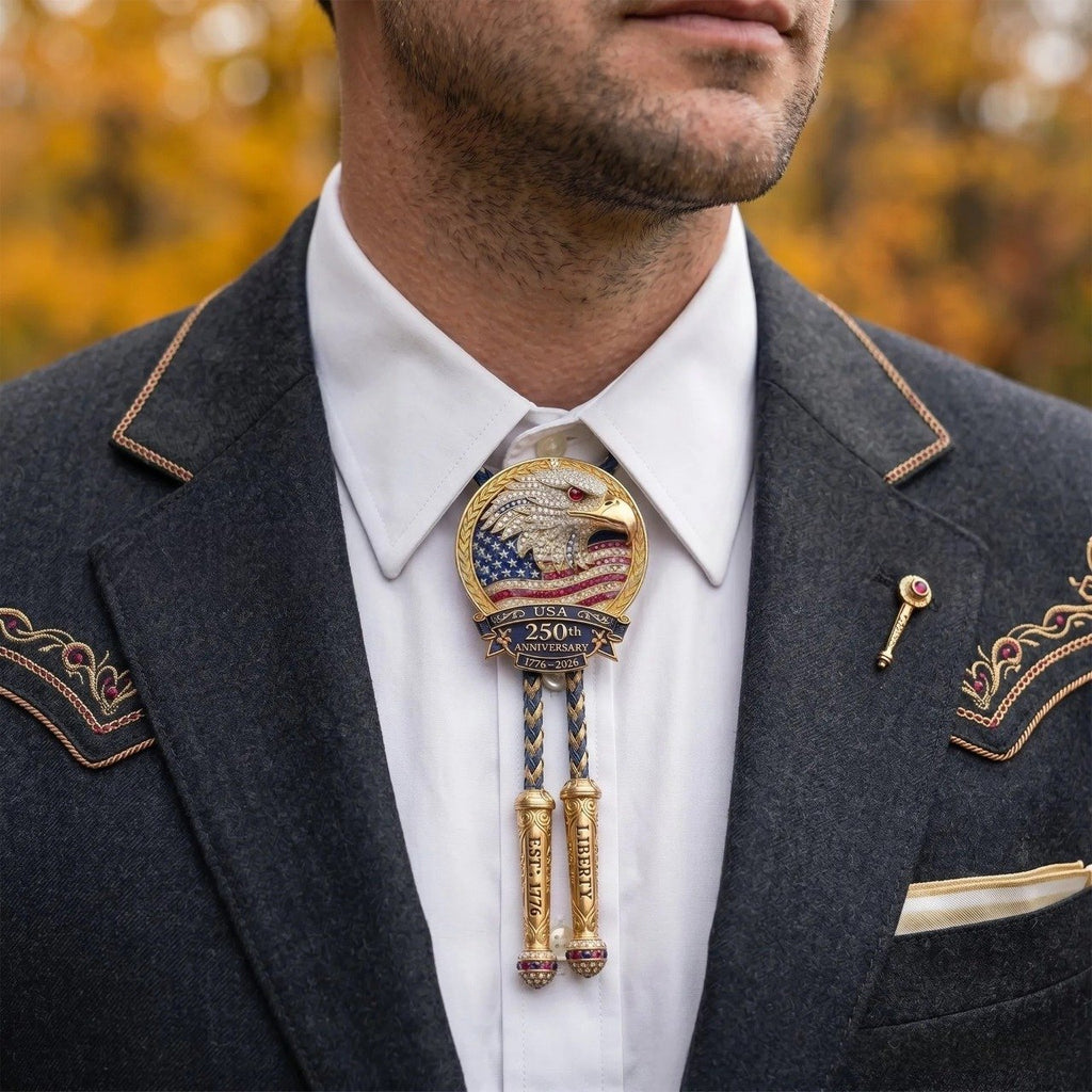 🎁🎉Only $24.99 This Week🌟🎉USA 250th Anniversary Eagle Bolo Tie💋