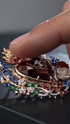 ❤️ Sacred Heart Floral Gemstone Brooch | Vintage Palace-Inspired Statement Pin💋