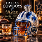 🏈💙DALLAS Football 66th Anniversary Helmet Decanter – 1960–2026 Silver & Blue Star Commemorative Bottle