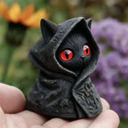 Mysterious Hooded Cat Figurine - Gothic Black Cat Statue, Fantasy Witchy Kitten Sculpture Home Decor, Perfect Gift for Cat Lovers💋