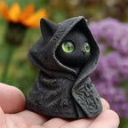 Mysterious Hooded Cat Figurine - Gothic Black Cat Statue, Fantasy Witchy Kitten Sculpture Home Decor, Perfect Gift for Cat Lovers💋