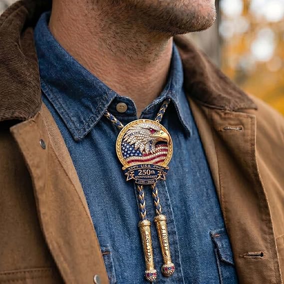 🎁🎉Only $24.99 This Week🌟🎉USA 250th Anniversary Eagle Bolo Tie💋