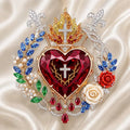 ❤️ Sacred Heart Floral Gemstone Brooch | Vintage Palace-Inspired Statement Pin💋