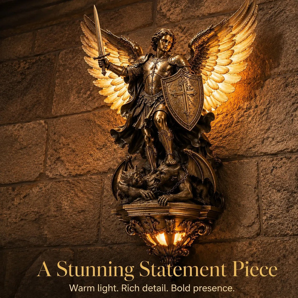 🔥LAST DAY 60% OFF⏰-St. Michael Guardian Angel Wall Light🕊️💋