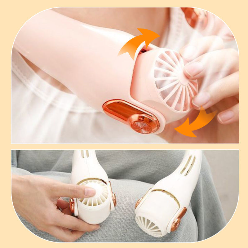 🥳2026 HOT SALE🥳💞50K+ SOLD!🍃 Neck Air Conditioner Fan – Ultra‑quiet, 360° rotating, 3 speeds. Hands‑free cooling, long battery. Summer essential! 🌬️💋